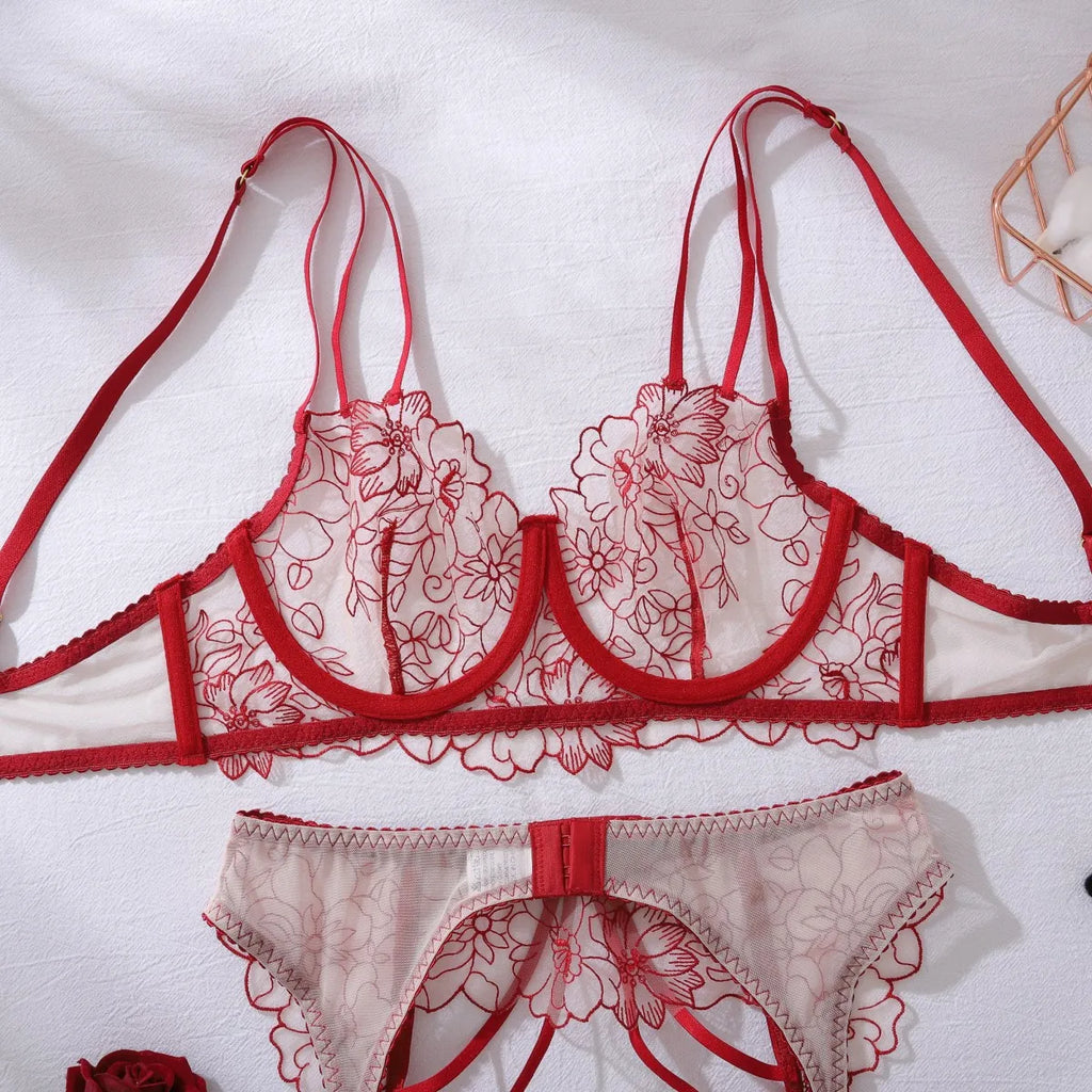 3-Częściowy Komplet Bielizny "Floral Seduction"