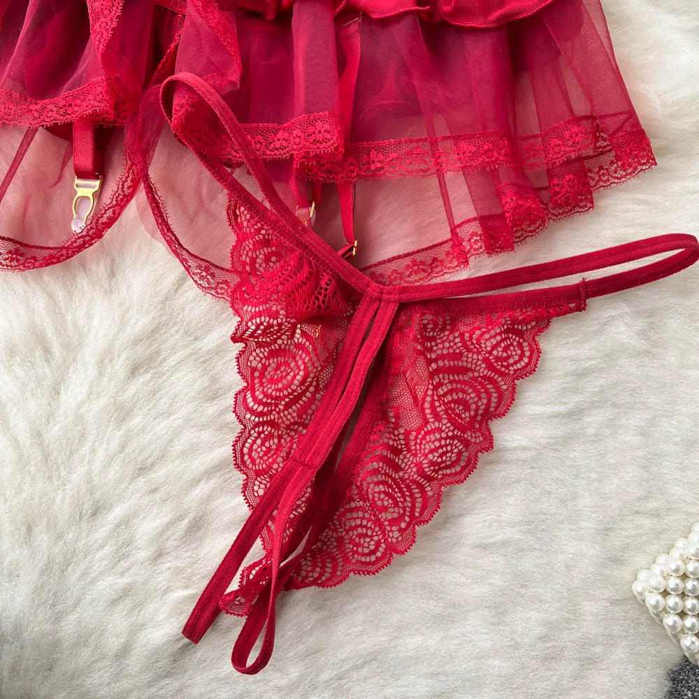 Komplet Gorsetowy Push-Up "Red Drama"