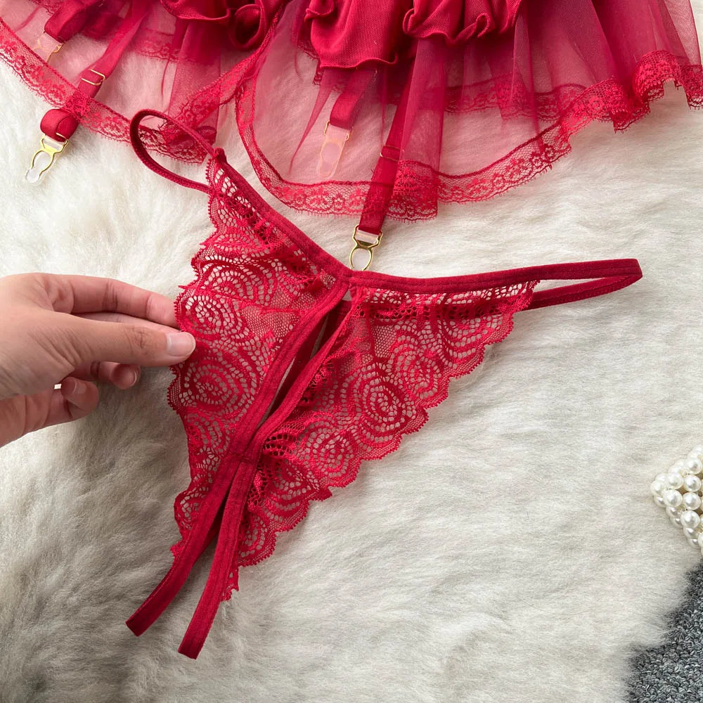 Komplet Gorsetowy Push-Up "Red Drama"