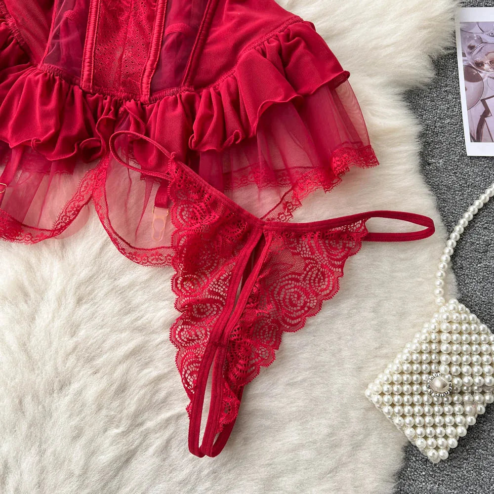 Komplet Gorsetowy Push-Up "Red Drama"