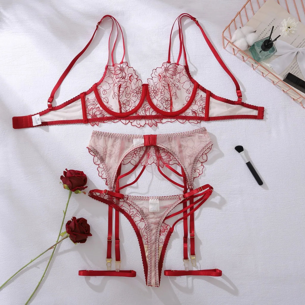 3-Częściowy Komplet Bielizny "Floral Seduction"