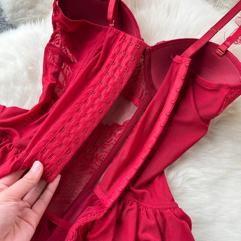 Komplet Gorsetowy Push-Up "Red Drama"