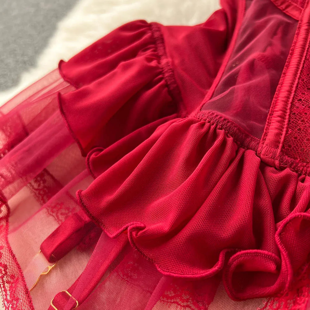 Komplet Gorsetowy Push-Up "Red Drama"