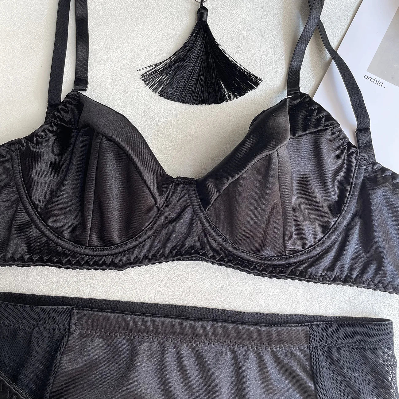 3-Częściowy Komplet Bielizny Satynowej