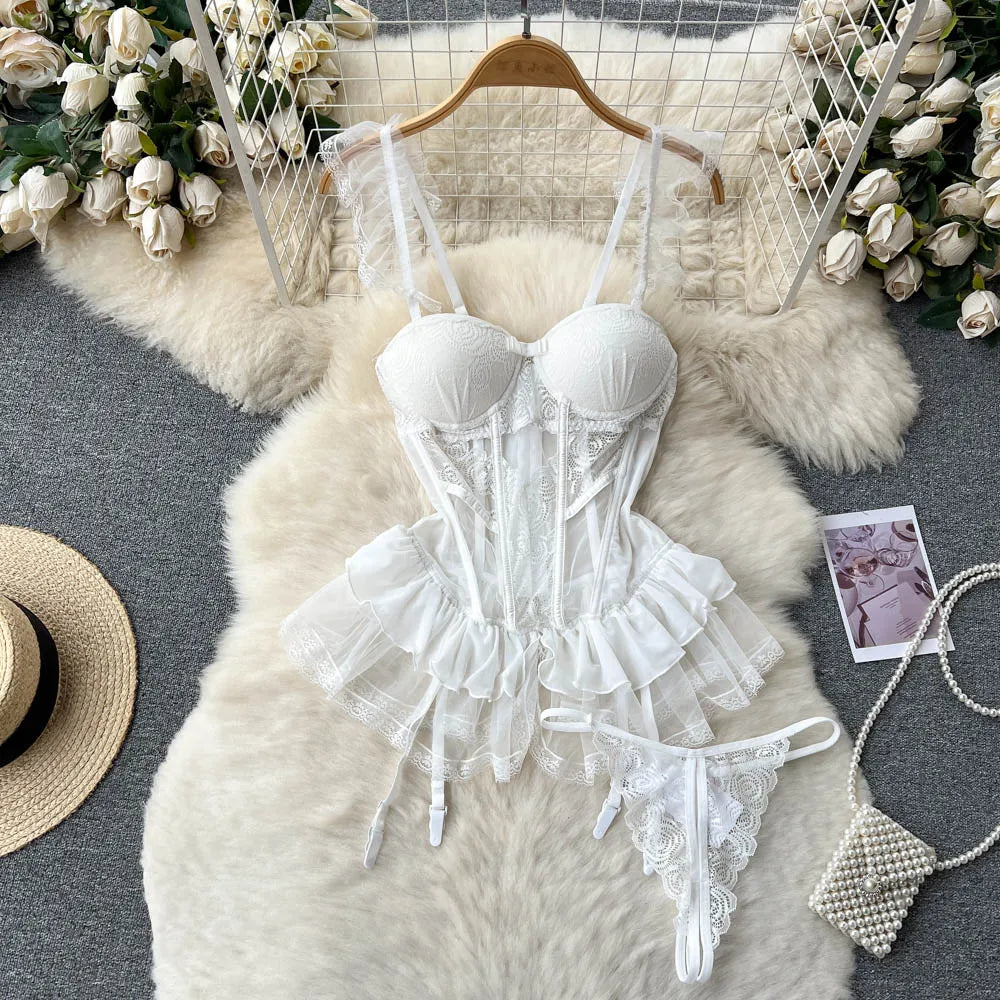 Komplet Gorsetowy Push-Up "Red Drama"